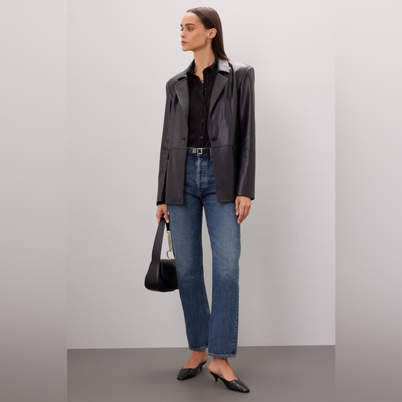 WeWoreWhat Jackets & Blazers - WeWoreWhat Black Faux Leather vegan 90s oversized Jacket coat femme fatale small
